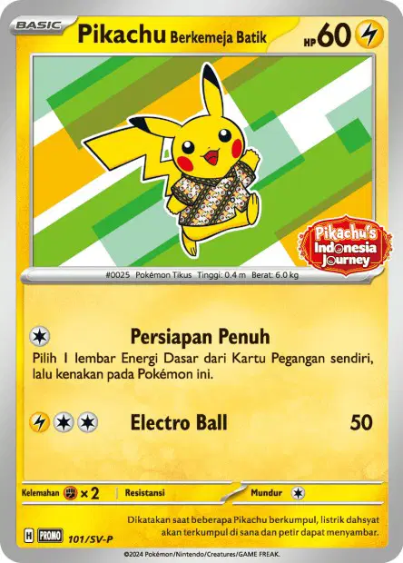 Pikachu Berkemeja Batik (Pikachu wearing a Batik shirt) 101/SV-P 卡牌