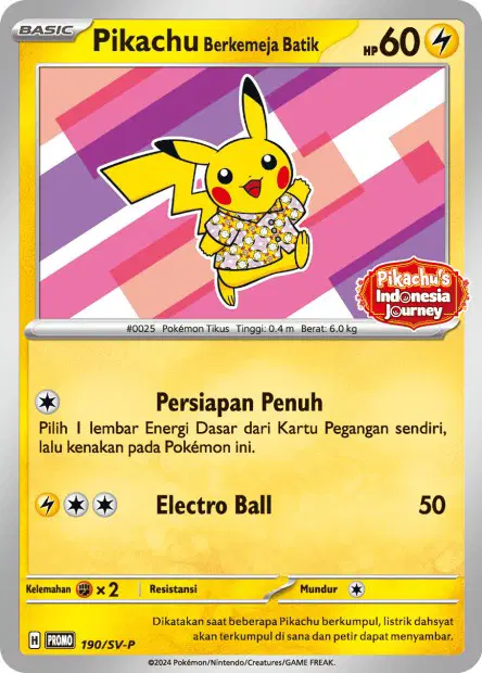 Pikachu Berkemeja Batik (Pikachu wearing a Batik shirt) 190/SV-P 卡牌